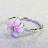 FcpHome Exquisite prsten svježi stil dame par ljubavni prsten Sweet breskva cvijet cirkon nakita Angažman