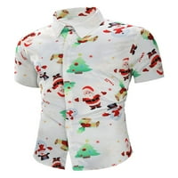 Glookwis Muška pahuljica tiskane božićne košulje Slim Fit Tunic Majica Jednoj grudi Ležerne prilike