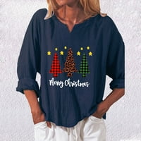 Ženska modna božićna labav dugi rukav srusni bluza s kratkim majicama The Trendy Fall Odeća košulja