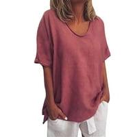 Penkaiy ženska modna ležerna majica kratki rukav V-izrez dukseri na vrhu bluza T -SHIrts za žene pakete XXL vino na klirensu
