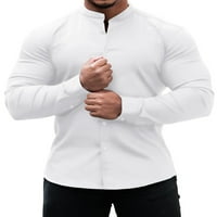 LUMENTO MUNU Tuničke košulje štand na vrhu majica dugih rukava Casual bluzu gumb dolje bijelo m