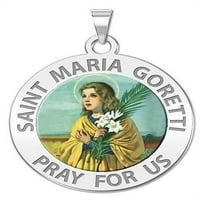 Saint Maria Goretti religijska boja medalje veličine dimeta, čvrstog 14k bijelog zlata
