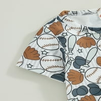 Qinghua Toddler Baby Boy Baseball Outfits Majica kratkih rukava Top i kratke hlače Podeljuju dojenčad ljetnu odjeću