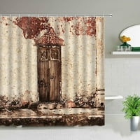 Retro Drvena vrata za zavjese sa tušem za kupatilo vodootporno Frabična krpa za zavjese Drće drveno