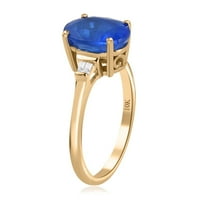 Luxoro Blue Spinel bijeli dijamant oval 10k žuti zlatni prsten za žene Nakit Pokloni veličine CT 2.