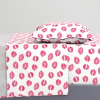 pamučni listovi, puni set - Kiss Lips akvarel Love Valentines Pink bijeli Valentine poljupci za