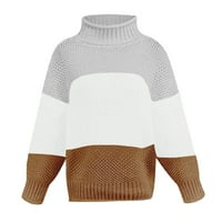 AWDENIO zimski džemper za žene čišćenje pletene boje koja odgovara dugim rukavima okrugli vrat Stripr