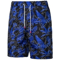 Guvpev Muški havajska modna modna ljestvica labava casual čipkaste lišće plaža kratke hlače - plavi