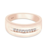 Carat okrugli rezan bijeli prirodni dijamantski prsten u 14k ružičastog zlata preko sterlinga srebrne