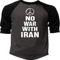 Muškarci nema rata s Iran V crna košulja crne raglanske baseball majica malih ugljena crna