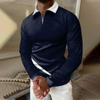 Kali_store muške polo majice muške mišićne polo majice Stretch dugi rukavac Golf Tee Casual Slim Fit