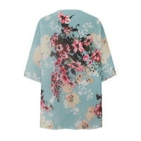 Žene kaputi jakne na prodaju i čišćenje Ženski cvjetni print Puff rukav kimono kardigan labav šifon