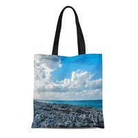 Platno torba Tropics stjenovita tropskog okeana Bahami plaža Jednostavna putovanja Fotografija za ponovnu torbu na rame Trgovinske vrećice
