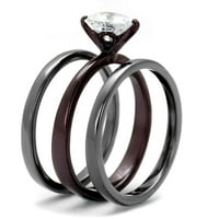ŽENSKI Prsten svijetlo crni tamno smeđi od nehrđajućeg čelika od nehrđajućeg od nehrđajućeg čelika sa AAA CRT CZ-a na čistim
