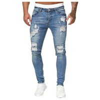 WeFuesd Cargo Hlače za muškarce Muške hlače Muškarci Jeans Solid Color Ripped rupe srušene gradijentne