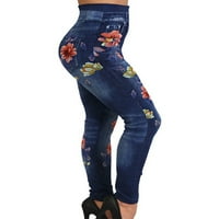 Haite Women Lažni Jeans Butt Lift Traper Gambers Tajice Tummy Control Look Jeggings Trčanje dno Sport