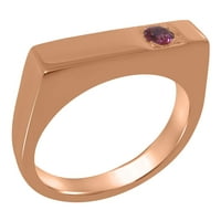 Britanska napravljena od punog 14k ruže zlatni prsten sa prirodnim ružičastim turmalinskim muškim prstenom