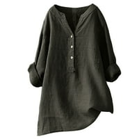 Umitay Žene Čvrsto postolje Košulja dugih rukava Ležerne prilike labave bluzu prema dolje vrhovima