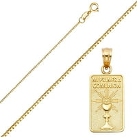 Vrhunski zlatni i dijamantski nakit Čvrsti 14K zlatni bo lančani zajedništvo religiozna privjesak ogrlica