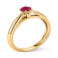 Gem kameni kralj 0. CT okrugli crveni ruby ​​10k žuto zlato pasijans zaručnički prsten