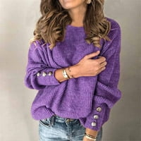 Penskeiy Womens vrhovi ženski turtleneck pleteni džemper duks dugih rukava Elegantni casual vrhovi ljubičasta