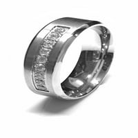 Njegova je njena srebrna i nehrđajućeg čelika CZ za vjenčani prsten