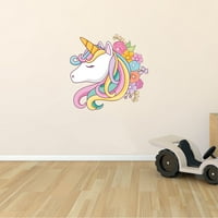 Početna Art Vinil Pony Head Cvjetovi Dekor Dizajn Spiralni rog Wall Art Decal - 20 20 Uklonjiva djeca