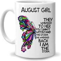 August Girl Butterfly Ja sam oluja 11oz bijela keramička šolja čaja za kavu, inspirativni pokloni za