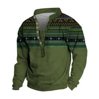Duks duks za muškarce Jesen zimski džemper s V-izrezom 3D digitalni tiskarski štand dugmeta za ovratnike Vintage ovratnike zelena l