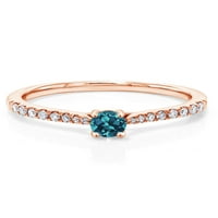 Gem kamen King 10k Rose Gold 0. CT okrugli London Blue Topaz G-H Lab Grown Diamond Angažman prsten