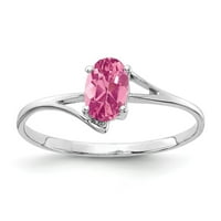 Čvrsta 14k bijelo zlato 6x ovalni ružičasti turmalin oktobar draginski zaručnički prsten veličine 7