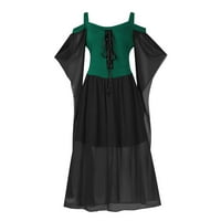 Crne haljine za žene Gotic Goth Halloween plus veličina hladnog ramena leptir rukava zelena 4x