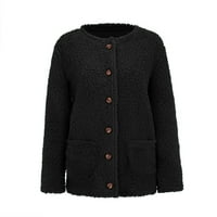 Zkozptok ženski džemper sa kaputima plus veličine vunene kasutne džepove kapute čvrsti kaputi, crni,