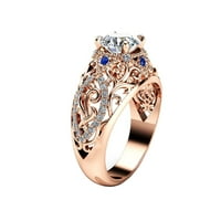 Toyfunny luksuzni plemeniti ružičasto zlato otvoreno cvijeće s plavim dijamantskim damama prstena