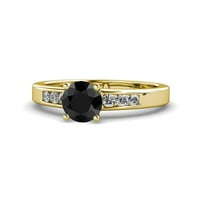 Crno-bijeli dijamantni zaručnički prsten 1. Carat TW u 14K žutom zlatu.Size 9.0