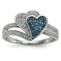 Sterling srebrna rodijumska plava i bijela dijamantska srca