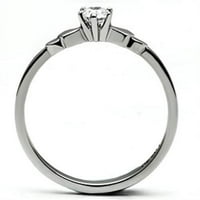 TK - Visoko polirani prsten od nehrđajućeg čelika sa AAA CRT CZ u čistioj veličini 5