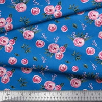 Soimoi plava viskoza šifon tkanina od listi i ranunculus cvjetni ispis tkanine od dvorišta široko