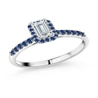 Gem Stone King 10k bijeli zlatni prsten sa zauvijek sjajnim smaragdnim rezom 1.00cttw Moissine iz Charlesa