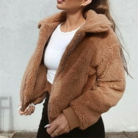 Scyoekwg Ženski zimski topli kaput patentni patentni kaput jakna od vune dugih rukava, ležerna zimska