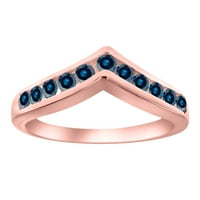 Mauli dragulji za angažman prstenje za žene 0. Carat plavi dijamantski kanal set za vjenčani trake 10k