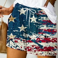 XYSAQA Ženske kratke hlače Američka zastava tiskane kratke hlače Ljeto Loose Comfy vučni salon plaža