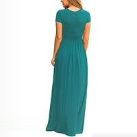 EFSTEB Maxi haljine za žene plus veličine casual crewneck solid color ljetni trendi kratkih rukava haljina