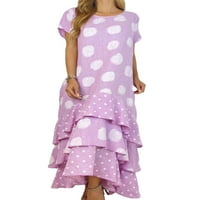 Sanviglor Women Maxi haljine s kratkim rukavima duga haljina polka točkice ljetno plaže sandress kaftan