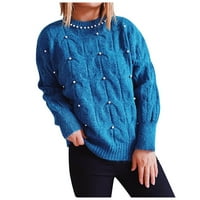 Vivianyo HD Zimski džemperi za žene plus veličine Ženska ležerna jesen i zimski biser Čvrsti boju okrugli