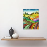 Sažetak Toskana Hills Pejzažna folk Art Unfamed Wall Art Print Poster Početna Dekor Premium
