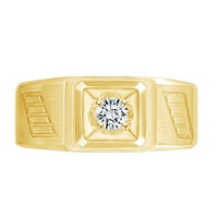0. Carat prirodni dijamantski pasijans muškarci 'Zaručni prsten 14K Čvrsto žuti zlatni prsten veličine-8,5