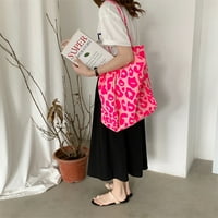 Ženske platnene točke torbe na rame Pink Leopard torba kvačila modna kanta torba