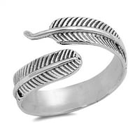 Sterling srebrne dugih perja podesiva prsten veličine 10