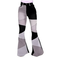 HHEI_K Street Lesual Jeans Traper Wide noge Modni spajanje za žene za žene S-3XL posteljine za žene